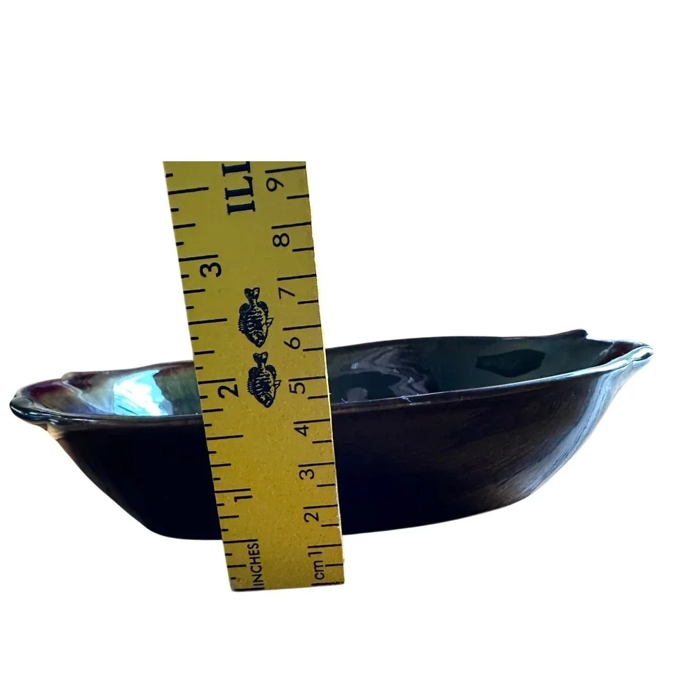Bill Campbell Pottery Galaxy Glaze Oval Bowl Signed Studio Art Ceramic Blue
